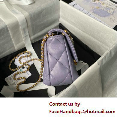 CHANEL Shiny Lambskin, Imitation Pearls  &  Gold-Tone Metal Mini Flap Bag AS4986 PURPLE 2025